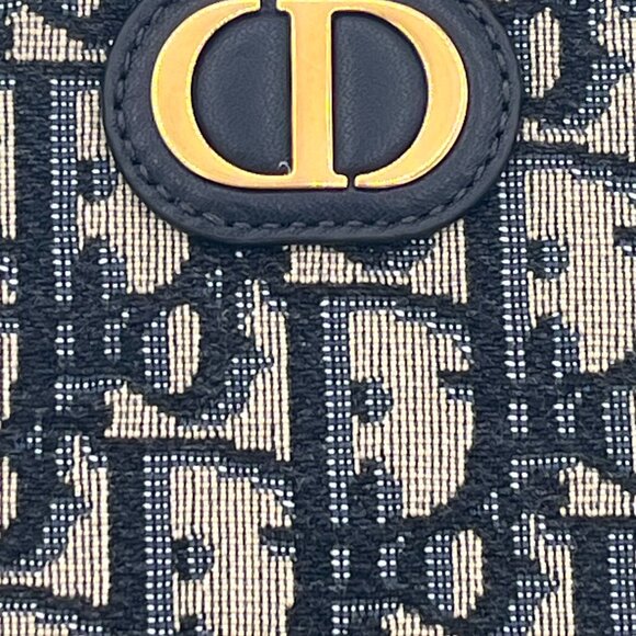 Dior Montaigne Phone Holder with Chain Strap - Blue Oblique Jacquard - Picture 5 of 11